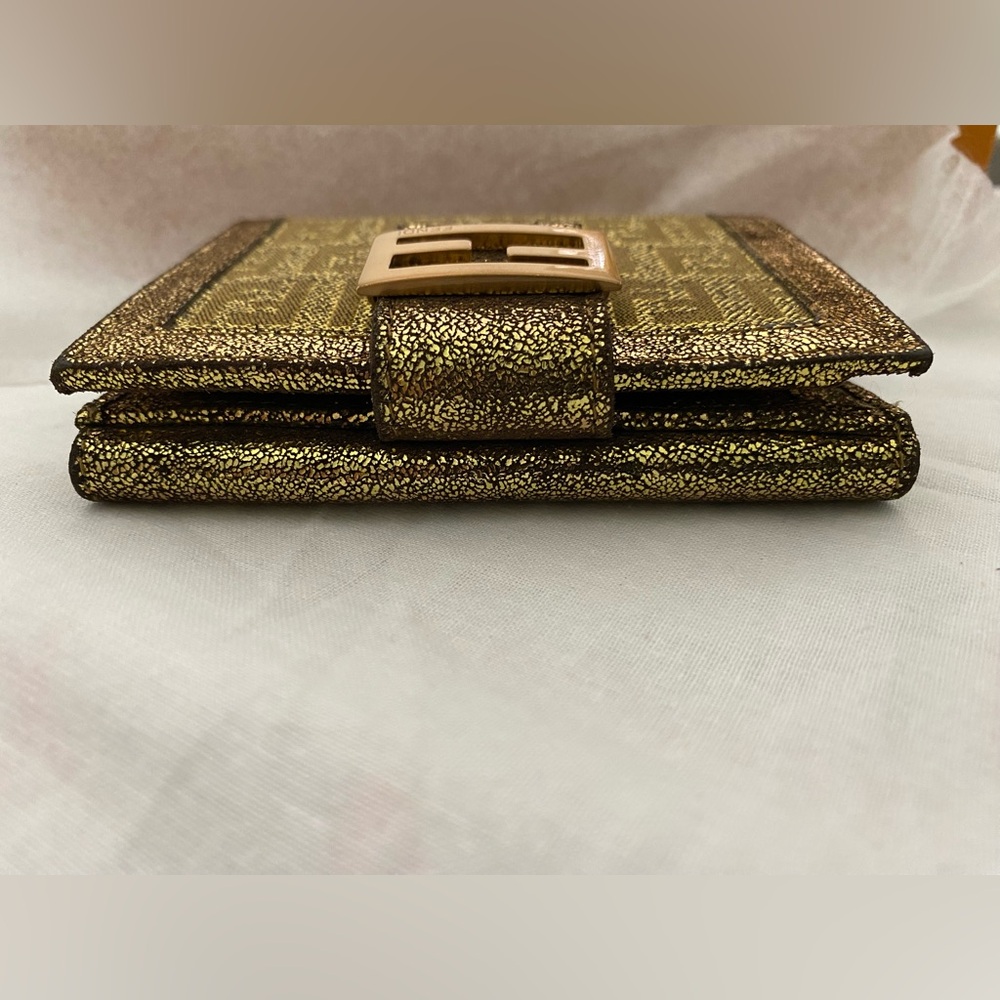 FENDI Zucchino Small Compact Metallic Jacquard Wallet - Picture 15 of 16